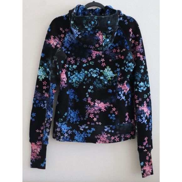 Lululemon W4C68S Women's Sz 8 Black Floral Scuba L/S Full Zip Hoodie RARE - Picture 2 of 14